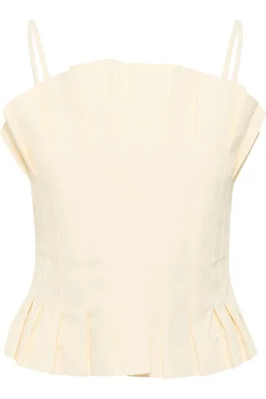 Karen by Simonsen Tops, Dames, , L, Nylon, Elegant Gerimpelde Top Blouse Egret