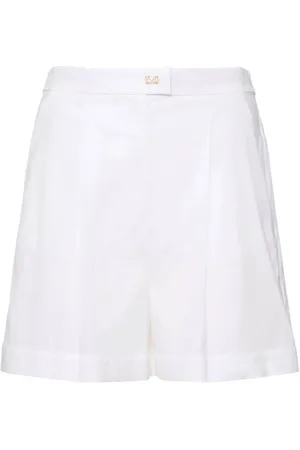 Max Mara Korte broeken, Dames, Wit, S, Katoen, Witte Bermuda Broek met Elastische Taille
