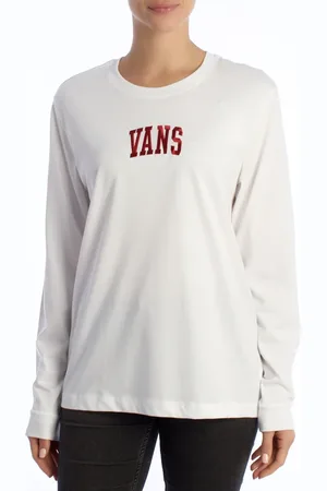 Vans Tops, Dames, Wit, L, Katoen, Casual longsleeve T-shirt voor vrouwen