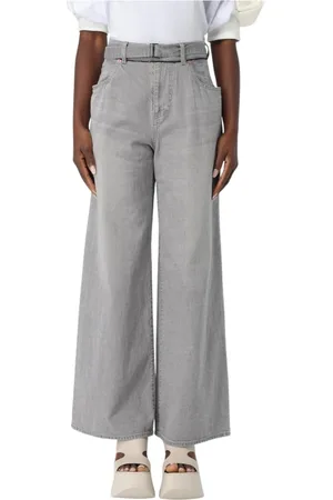 SACAI Jeans, Dames, Grijs, S, Katoen, Grijze Wide Leg Jeans