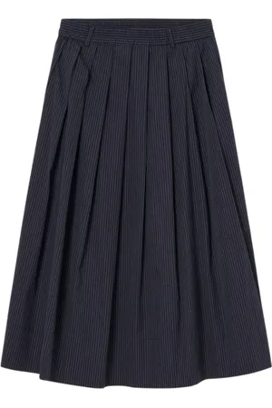 ZENGGI Rokken, Dames, Blauw, XS, Katoen, Pinstripe Geplooide Rok