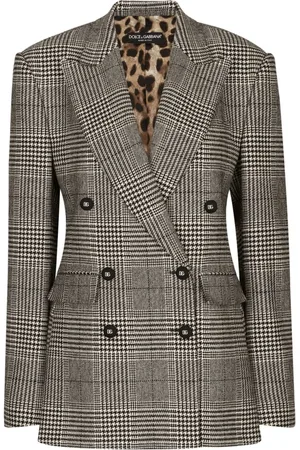 Dolce & Gabbana Jassen, Dames, Grijs, S, Wol, Geruite wol blazer