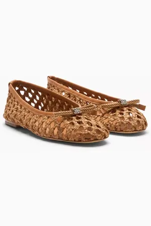Casadei Schoenen, Dames, Bruin, 36 EU, Gevlochten Ballerina Flats