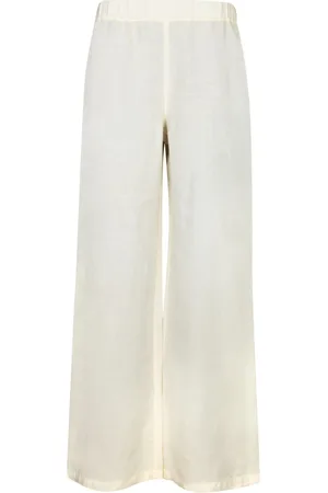 120% Lino Broeken, Dames, , XL, Linnen, Wijde Linnen Broek Elastische Taille