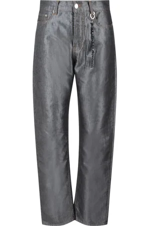 DARKPARK Jeans, Dames, Grijs, W27, Katoen, Kettingversierde Wide Leg Jeans