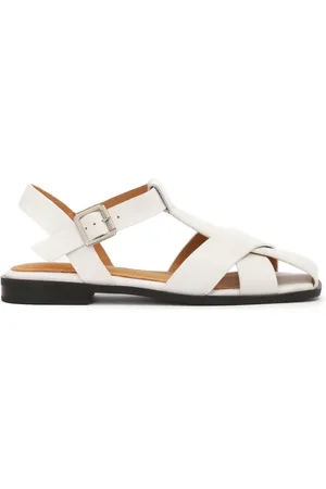 Kazar Schoenen, Dames, Wit, 40 EU, Leer, Witte sandalen met een band die de tenen overschaduwt