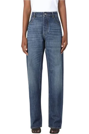 Bottega Veneta Jeans, Dames, Blauw, S, Katoen, High-Waisted Wide Leg Jeans