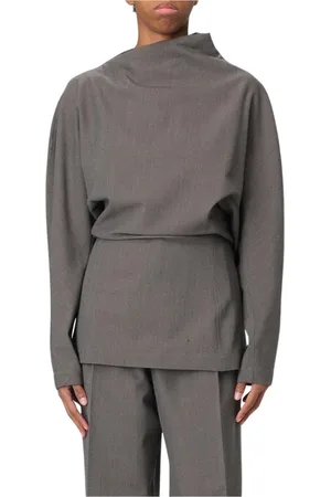 Bottega Veneta Tops, Dames, Grijs, S, Wol, Stijlvolle Longsleeve Top