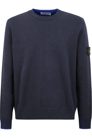 Stone Island Sweatshirts & Hoodies, Heren, Blauw, XL, Katoen, Ronde hals lange mouw trui