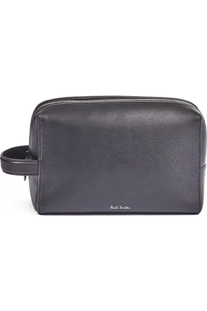 Paul Smith Tassen, Heren, Zwart, ONE Size, Leer, Geëmbosseerde leren beautycase in zwart
