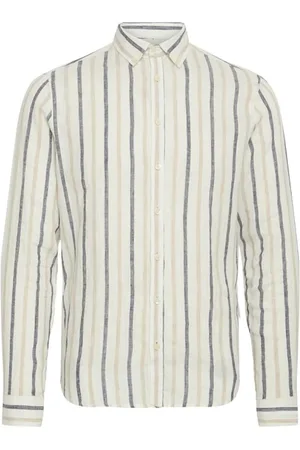 Casual Friday Overhemden, Heren, Veelkleurig, XL, Linnen, Gestreept Linnen Overhemd voor Casual Vrijdagen