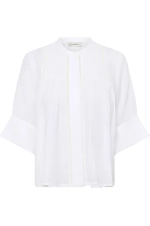 Karen by Simonsen Blouses & Shirts, Dames, Wit, M, Witte Blouse met Wijde Mouwen