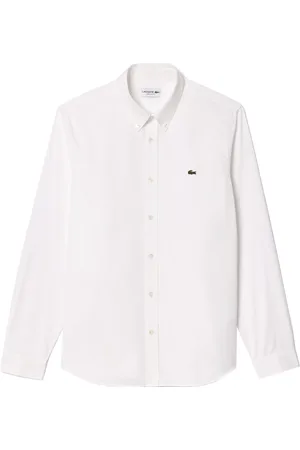 Lacoste Overhemden, Heren, Wit, L, Katoen, Klassiek overhemd met lange mouwen voor heren