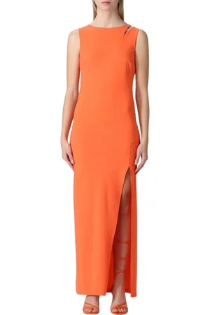 Patrizia Pepe Kleedjes, Dames, Oranje, L, Elegante Koraal Maxi Jurk