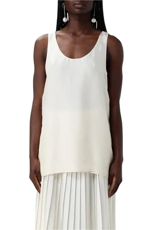 Serafini Tops, Dames, Wit, XL, Bruine Zijden Cami Top