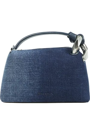 J.W.Anderson Tassen, Dames, Blauw, ONE Size, Katoen, Navy Blauwe Driehoekige Handtas
