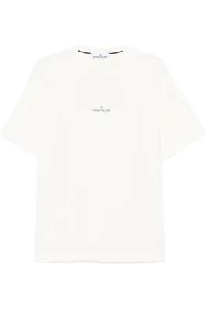 Stone Island Tops, Heren, Wit, S, Katoen, Camo Print Crewneck T-Shirt Wit