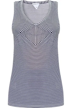 Bottega Veneta Tops, Dames, Blauw, XS, Gestreept mouwloos topje
