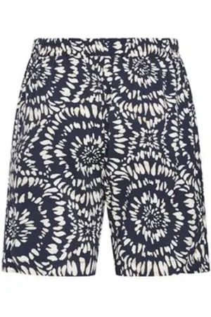 Ichi Korte broeken, Dames, Zwart, 2Xl, Grafische Elastische Taille Shorts
