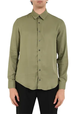 Patrizia Pepe Overhemden, Heren, Groen, L, Losvallende viscose overhemd