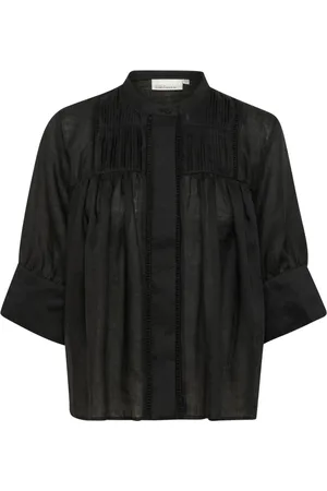 Karen by Simonsen Blouses & Shirts, Dames, Zwart, M, Meteorite Blouse met Wijde Mouwen