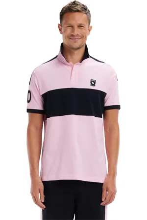 Eden Park Tops, Heren, Veelkleurig, L, Katoen, Polo met korte mouwen Nieuw-Zeeland in roze katoen losse pasvorm
