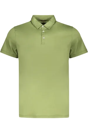 MOORER Tops, Heren, Groen, M, Katoen, Katoenen poloshirt met Nacre-knopen