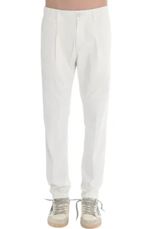 HERNO Broeken, Heren, Wit, S, Witte Twill Broek met Elastische Taille