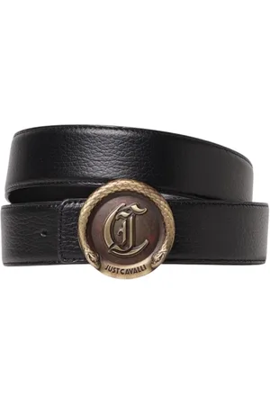 Roberto Cavalli Accessoires, Heren, Zwart, 95 CM, Leer, Slang Gesp Leren Riem Stijlvol Ontwerp