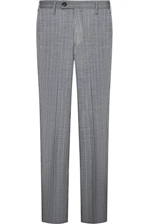 MICHAEL COAL Broeken, Heren, Grijs, W36, Wol, Grijze Gestreepte Wollen Broek
