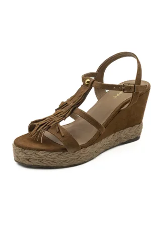 Gioseppo Schoenen, Dames, Bruin, 40 EU, Leer, Elderon Tan Sleehak Sandalen