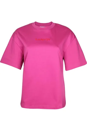 Lanvin Tops, Dames, Roze, S, Katoen, Fuchsia Katoenen Oversized T-shirt met Ronde Hals