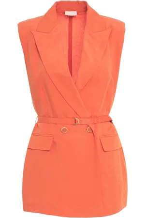 Liu Jo Jassen, Dames, Oranje, S, Oranje Blazer met Taille Riem