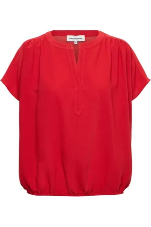 &Co Woman Blouses & Shirts, Dames, Rood, L, Polyester, Rode mouwloze top met V-hals