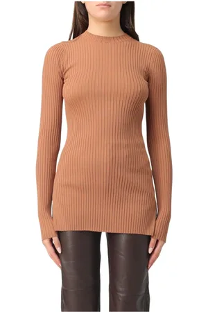 Nanushka Truien, Dames, Bruin, L, Elegante Geribbelde Gebreide Top