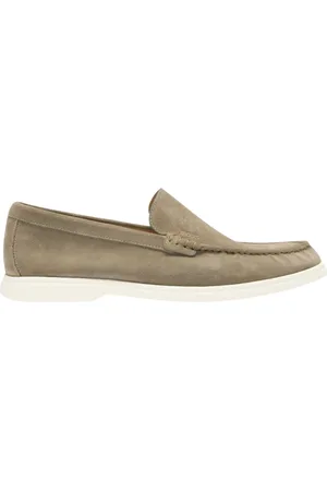HUGO BOSS Schoenen, Heren, Groen, 42 EU, Suède, Groene Suède Loafer met Rubberen Zool