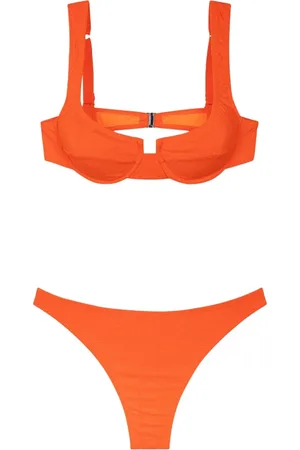 F**K Badkleding, Dames, Oranje, L, Bikini Donna Reggiseno met beugel en Americano vaste slip Oranje Fluo 1142-Fo