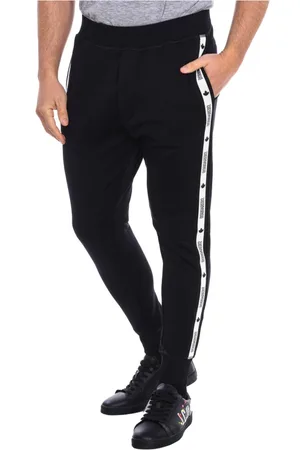 Dsquared2 Broeken, Heren, Zwart, S, Katoen, Sportieve Elastische Taille Track Broek