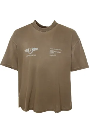 Represent Tops, Heren, Bruin, XL, Teamlogo Print Oversized T-shirt