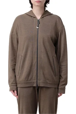 Brunello Cucinelli Sweatshirts & Hoodies, Dames, Bruin, L, Boter Hue Hoodiepak