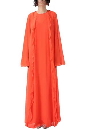 Max Mara Kleedjes, Dames, Rood, M, Elegante Koraal Midi Jurk
