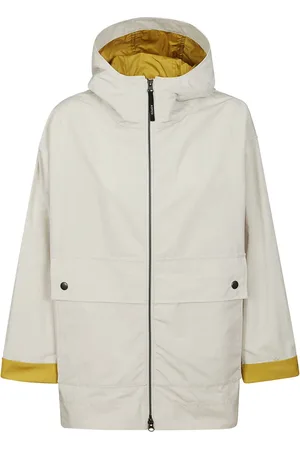 Aspesi Mantels, Dames, Grijs, M, Katoen, Witte Katoenen Bomberjack met Gele Accents
