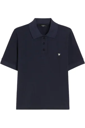 Max Mara Tops, Dames, Blauw, S, Katoen, Organisch Katoenen Poloshirt Vlinderlogo