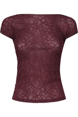Pinko Blouses & Shirts, Dames, Bruin, XS, Kant Stretch Sweaters