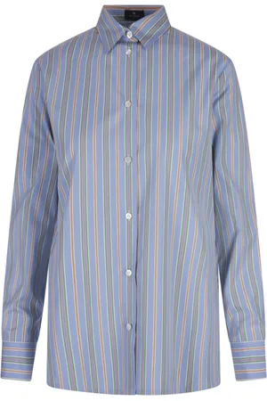 Etro Blouses & Shirts, Dames, Blauw, 2Xs, Katoen, Lichtblauw Gestreept Katoenen Overhemd