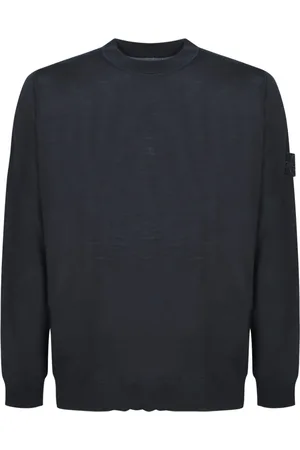 Stone Island Truien, Heren, Blauw, XL, Wol, Trui met ronde hals, lange mouw