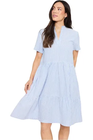 Saint Tropez Kleedjes, Dames, Blauw, 2Xl, Blauwe Ruches Jurk Kirasz Stijl