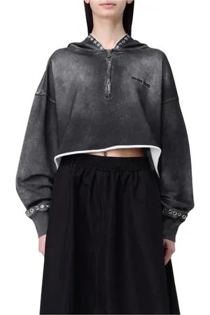 Golden Goose Sweatshirts & Hoodies, Dames, Grijs, M, Metalen Eyelets Cropped Hoodie