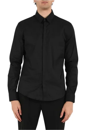 Patrizia Pepe Overhemden, Heren, Zwart, L, Katoen, Stretch poplin overhemd slim fit