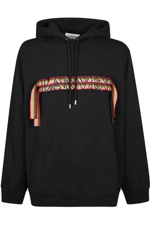 Lanvin Sweatshirts & Hoodies, Heren, Zwart, L, Oversized Hoodie met Kantkant